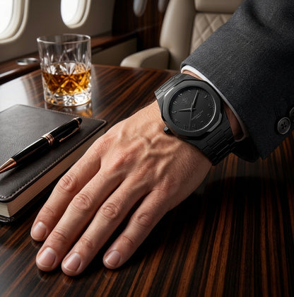 Reloj Ejecutivo Black Arabic HERRSCHAFT | Dial Arábigo & Negro Mate